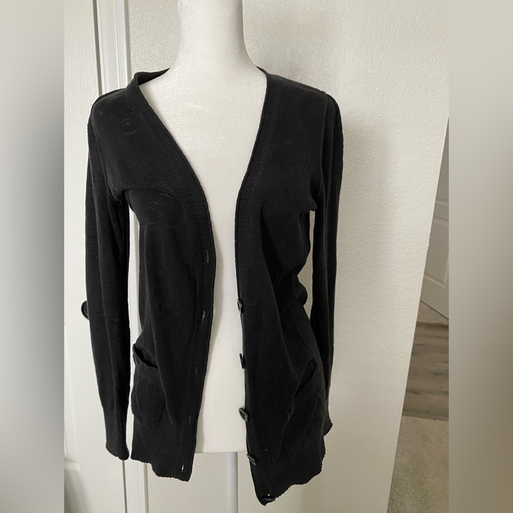 Mossimo black cardigan with buttons and small side pockets size small